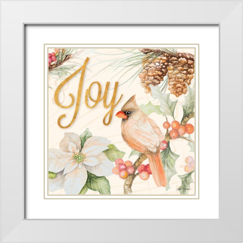 Christmas Cardinal III White Modern Wood Framed Art Print with Double Matting by Gaynor, Janice