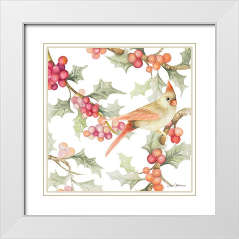 Winter Cardinal I White Modern Wood Framed Art Print with Double Matting by Gaynor, Janice