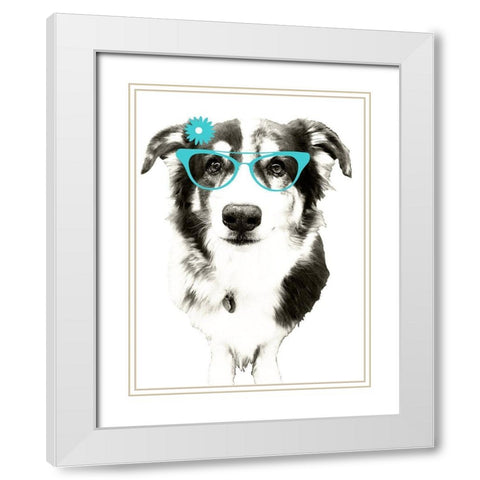 Dogs in Spring White Modern Wood Framed Art Print with Double Matting by Edwins, Hugo