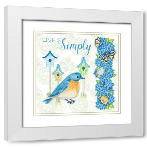 Yellow Bird II White Modern Wood Framed Art Print with Double Matting by Metz, Andi