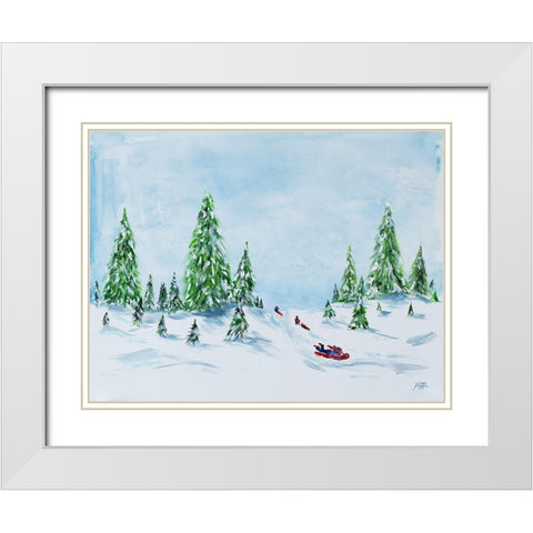Winter Fun II White Modern Wood Framed Art Print with Double Matting by DeRice, Julie