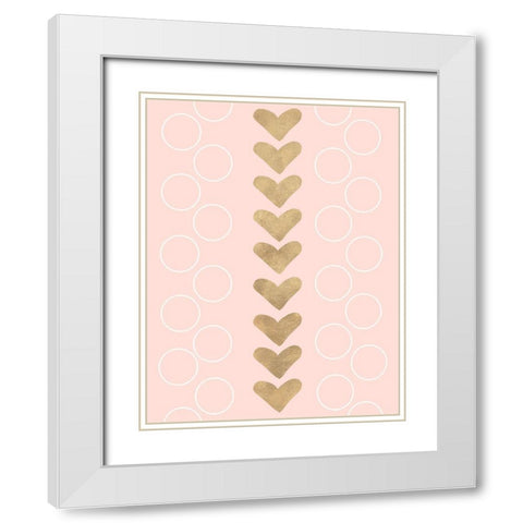 Hearts and Os White Modern Wood Framed Art Print with Double Matting by SD Graphics Studio