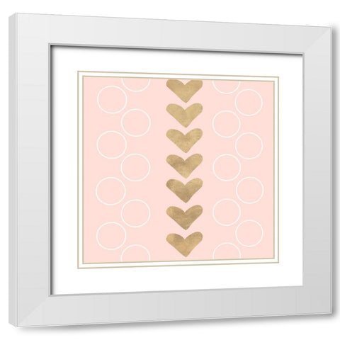 Hearts and Os White Modern Wood Framed Art Print with Double Matting by SD Graphics Studio