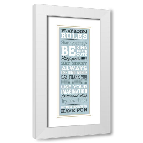Playroom Rules White Modern Wood Framed Art Print with Double Matting by SD Graphics Studio