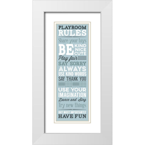 Playroom Rules White Modern Wood Framed Art Print with Double Matting by SD Graphics Studio