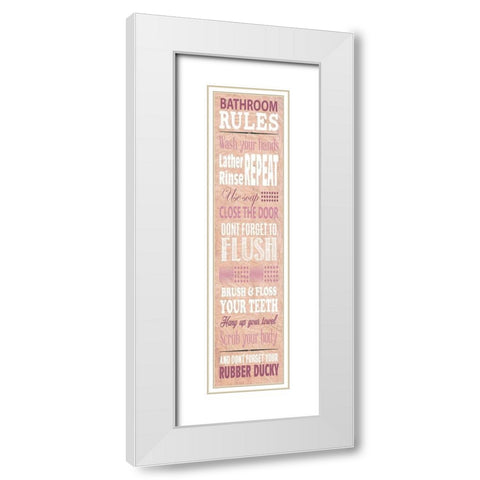 Bathroom Rules White Modern Wood Framed Art Print with Double Matting by SD Graphics Studio