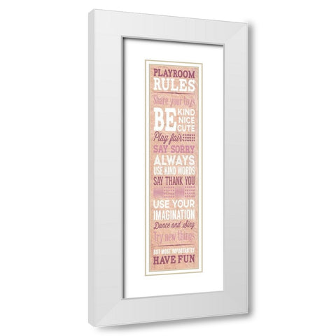 Playroom Rules White Modern Wood Framed Art Print with Double Matting by SD Graphics Studio