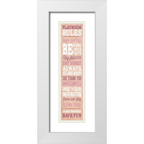 Playroom Rules White Modern Wood Framed Art Print with Double Matting by SD Graphics Studio