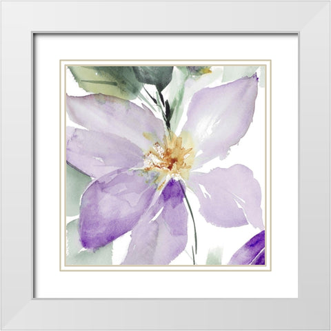 Clematis in Purple Shades I White Modern Wood Framed Art Print with Double Matting by Loreth, Lanie