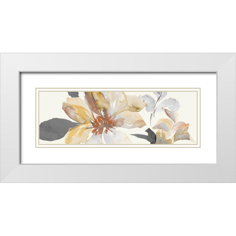 Neutral Clematis Panel II White Modern Wood Framed Art Print with Double Matting by Loreth, Lanie