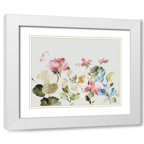 Geranium Garden I White Modern Wood Framed Art Print with Double Matting by Loreth, Lanie