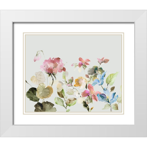 Geranium Garden I White Modern Wood Framed Art Print with Double Matting by Loreth, Lanie