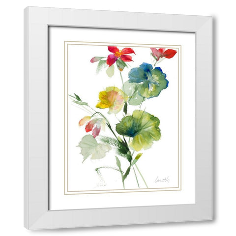 Geranium I White Modern Wood Framed Art Print with Double Matting by Loreth, Lanie