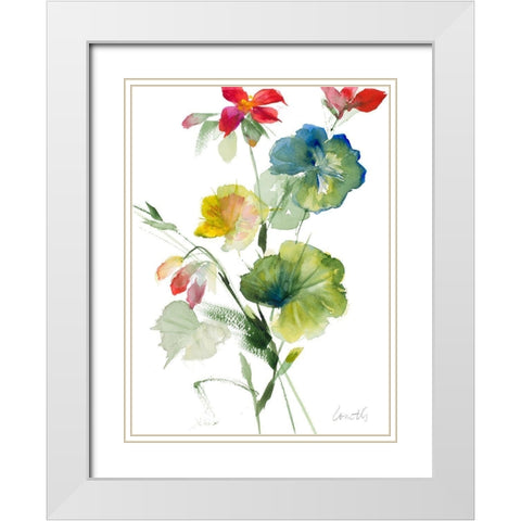 Geranium I White Modern Wood Framed Art Print with Double Matting by Loreth, Lanie