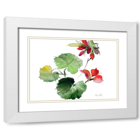 Geranium New Flower White Modern Wood Framed Art Print with Double Matting by Loreth, Lanie