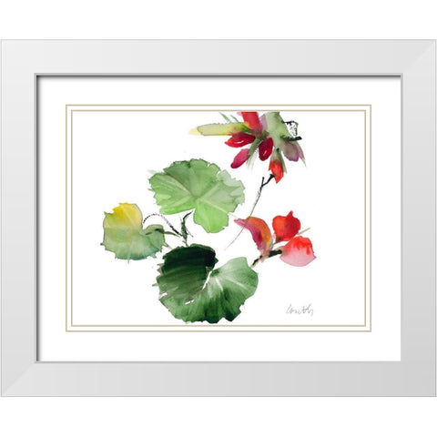Geranium New Flower White Modern Wood Framed Art Print with Double Matting by Loreth, Lanie