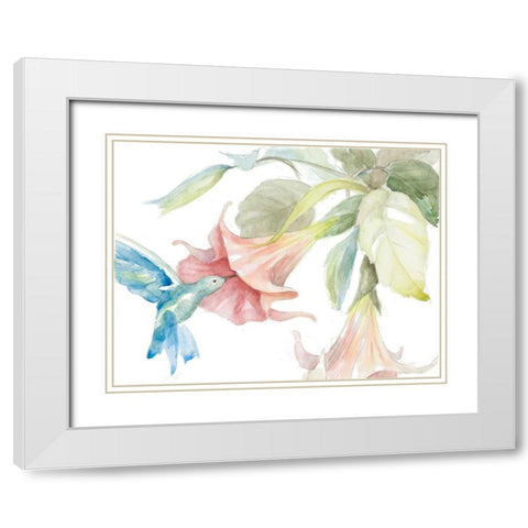 Hummingbird Delights White Modern Wood Framed Art Print with Double Matting by Loreth, Lanie
