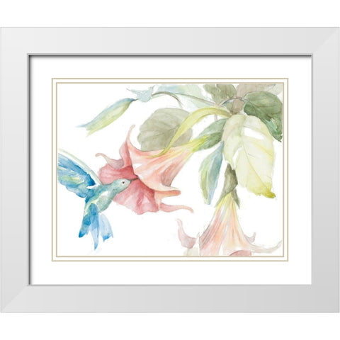Hummingbird Delights White Modern Wood Framed Art Print with Double Matting by Loreth, Lanie