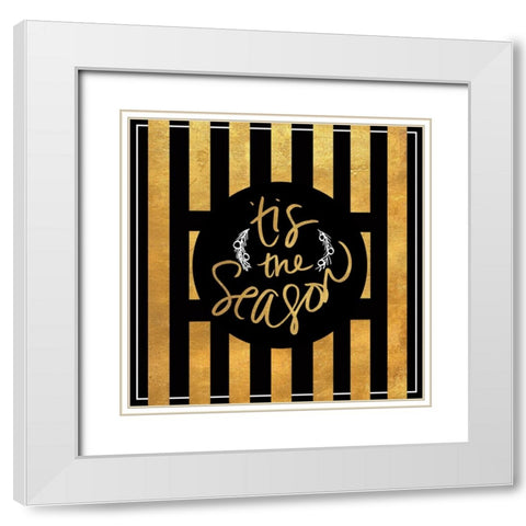Christmas Gold III White Modern Wood Framed Art Print with Double Matting by SD Graphics Studio