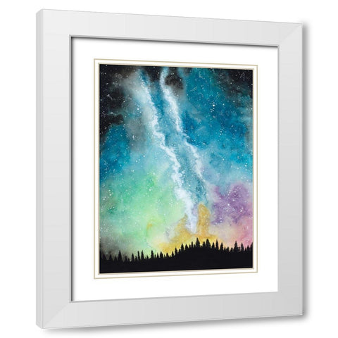 Magical Night Sky White Modern Wood Framed Art Print with Double Matting by Bucheli, Amaya
