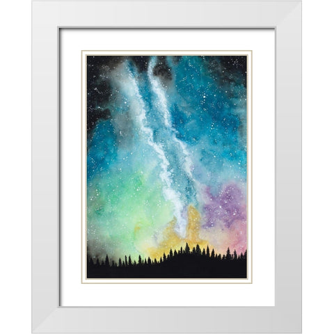 Magical Night Sky White Modern Wood Framed Art Print with Double Matting by Bucheli, Amaya