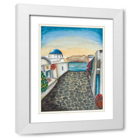 Santorini White Modern Wood Framed Art Print with Double Matting by Bucheli, Amaya