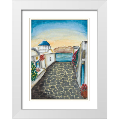 Santorini White Modern Wood Framed Art Print with Double Matting by Bucheli, Amaya