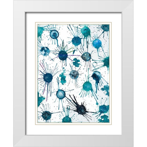 Splattered Moons White Modern Wood Framed Art Print with Double Matting by Bucheli, Amaya