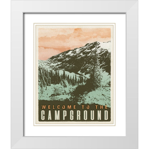 Campground White Modern Wood Framed Art Print with Double Matting by Wilson, Kali