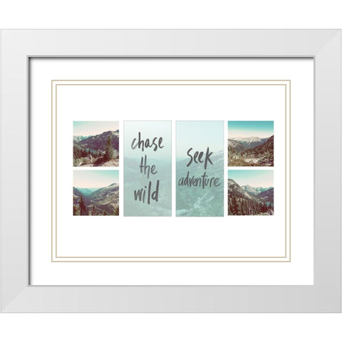Adventure Collage White Modern Wood Framed Art Print with Double Matting by Wilson, Kali