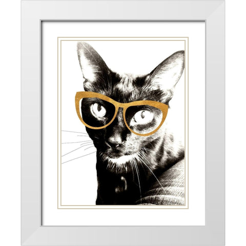 Cool Kat White Modern Wood Framed Art Print with Double Matting by Wilson, Kali