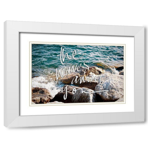 Wave Crashes White Modern Wood Framed Art Print with Double Matting by Wilson, Kali