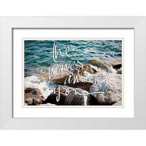 Wave Crashes White Modern Wood Framed Art Print with Double Matting by Wilson, Kali