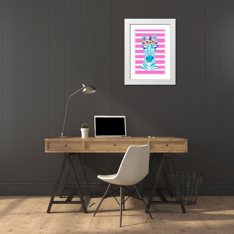 Funky Zebra White Modern Wood Framed Art Print with Double Matting by Wilson, Kali