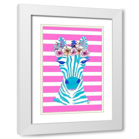 Funky Zebra White Modern Wood Framed Art Print with Double Matting by Wilson, Kali