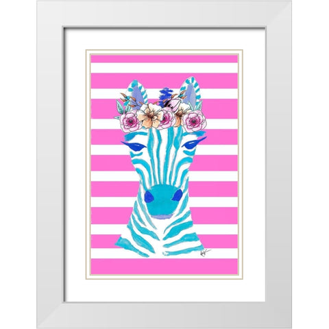 Funky Zebra White Modern Wood Framed Art Print with Double Matting by Wilson, Kali