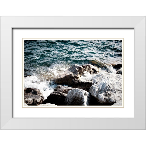 Crashing Waves White Modern Wood Framed Art Print with Double Matting by Wilson, Kali