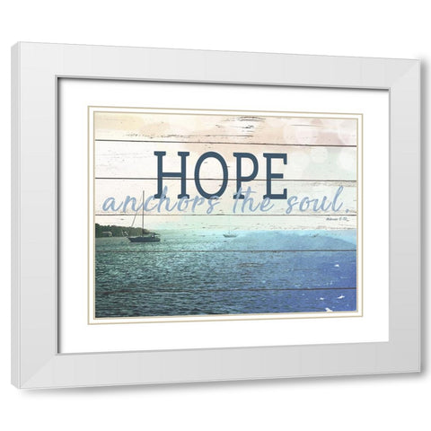 Hope Anchors The Soul White Modern Wood Framed Art Print with Double Matting by Wilson, Kali