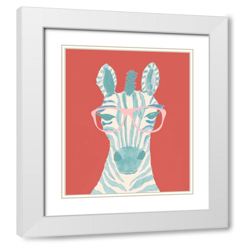 Wise Zebra White Modern Wood Framed Art Print with Double Matting by Wilson, Kali