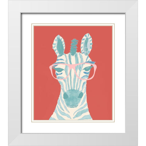 Wise Zebra White Modern Wood Framed Art Print with Double Matting by Wilson, Kali