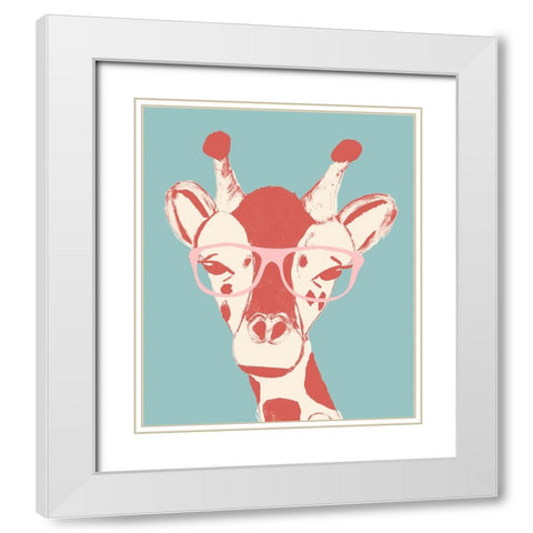 Wise Giraffe White Modern Wood Framed Art Print with Double Matting by Wilson, Kali