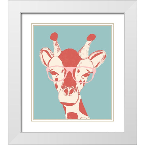 Wise Giraffe White Modern Wood Framed Art Print with Double Matting by Wilson, Kali