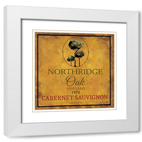 Still Life Wine Label Square I White Modern Wood Framed Art Print with Double Matting by Baker, Mary Beth