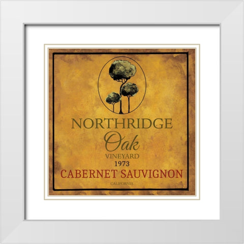 Still Life Wine Label Square I White Modern Wood Framed Art Print with Double Matting by Baker, Mary Beth