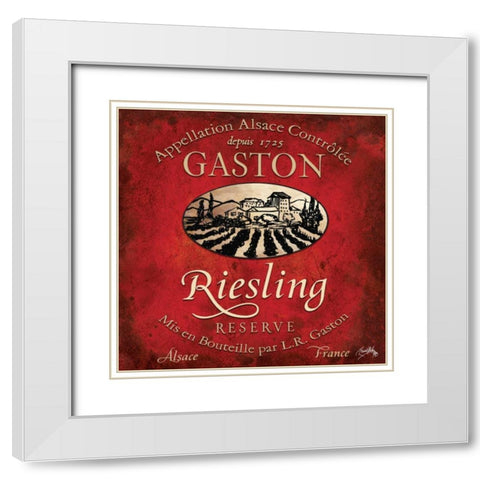 Still Life Wine Label Square V White Modern Wood Framed Art Print with Double Matting by Baker, Mary Beth