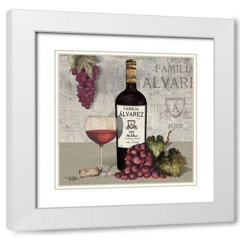 Uncork Wine and Grapes I White Modern Wood Framed Art Print with Double Matting by Baker, Mary Beth
