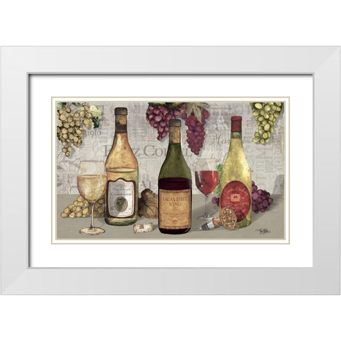 Uncork Wine Trio II White Modern Wood Framed Art Print with Double Matting by Baker, Mary Beth