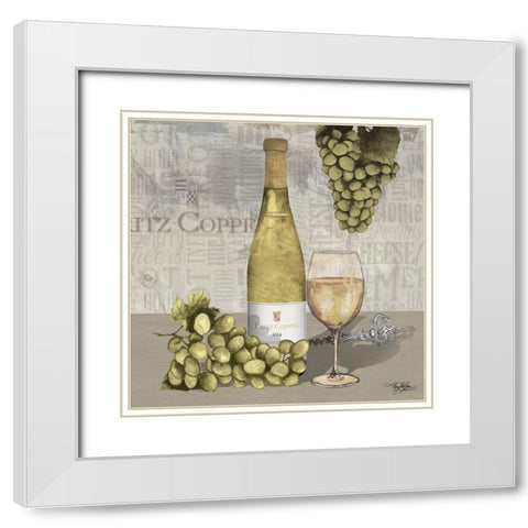 Uncork Wine and Grapes II White Modern Wood Framed Art Print with Double Matting by Baker, Mary Beth
