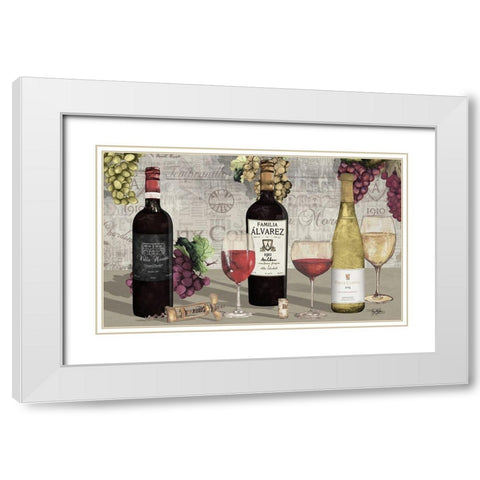 Uncork Wine Trio I White Modern Wood Framed Art Print with Double Matting by Baker, Mary Beth