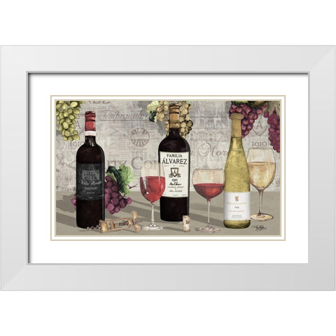 Uncork Wine Trio I White Modern Wood Framed Art Print with Double Matting by Baker, Mary Beth